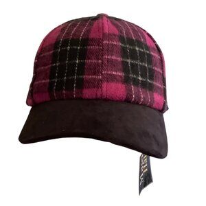 Magid Hats Plaid‎ Baseball Cap Hot Pink Black NEW Adult Adjustable NWT